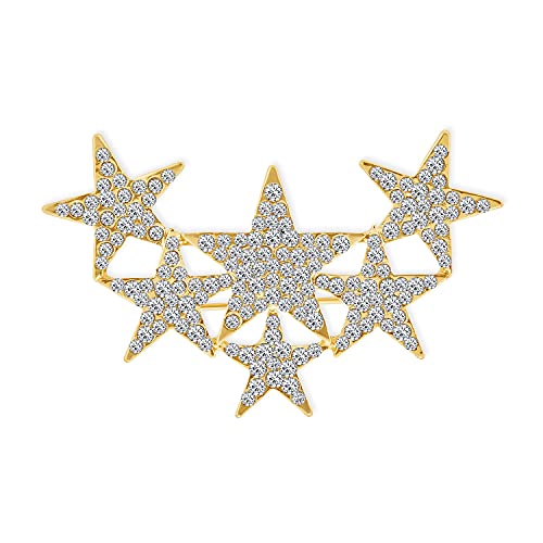 Große Große Aussage Mode Himmlisch Patriotisch Usa Amerikanischer Rockstar Funkelnde Sechs Kristallsterne Schal Brosche Anstecknadel Für Frauen Teenager Vergoldet von Bling Jewelry