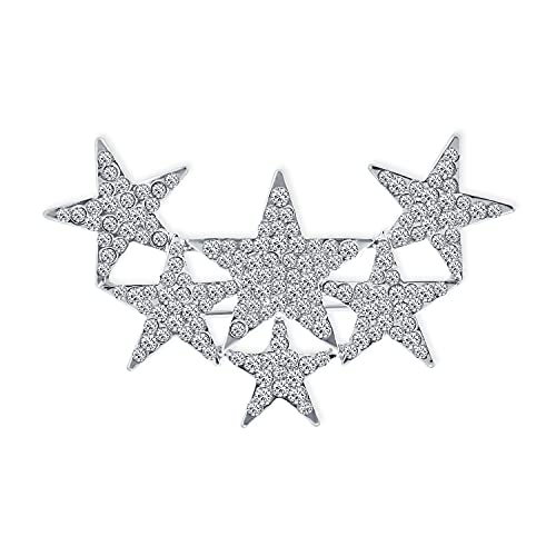 Bling Jewelry Große Große Aussage Mode Himmlischen Patriotischen Usa Amerikanischen Rock Star Funkelnden Sechs Kristall Sterne Schal Brosche Pin Für Frauen Teens Silber von Bling Jewelry