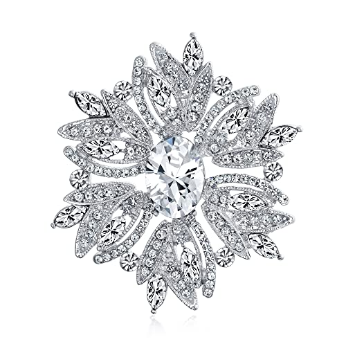 Große Statement Vintage Stil Kristall Blume Klar Kristall Brosche Pin Für Frauen Für Mutter Versilbert Große Statement Vintage Stil Kristall Blume Klar Kristall Brosche Pin Für Frauen Für Mutter Versilbert von Bling Jewelry