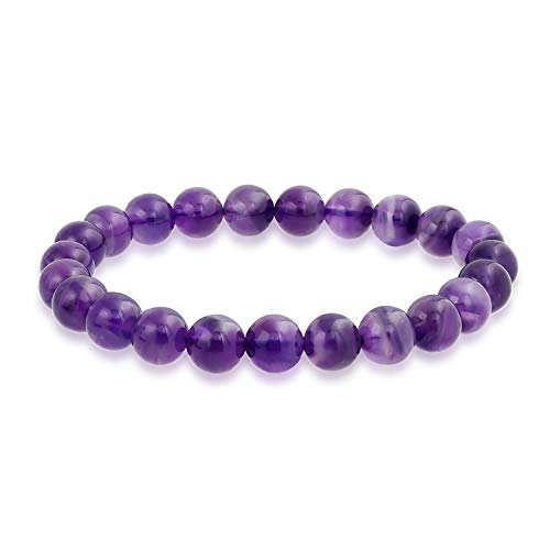 Bling Jewelry Halbedelstein Lila Edelstein Amethyst Runde Perle 8MM Stretch Armband Für Frauen Männer Teenager Unisex Einzelstrang Stapelbar Bling Jewelry Halbedelstein Lila Edelstein Amethyst Runde Perle 8MM Stretch Armband Für Frauen Männer Teenager Unisex Einzelstrang Stapelbar von Bling Jewelry