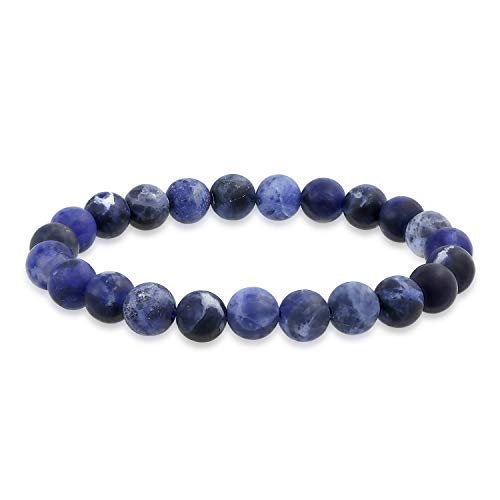 Bling Jewelry Halbedelstein Lila Matte Sodalith Runde Perle 8MM Stapel Stretch Armband Für Frauen Männer Teenager Unisex Strang Bling Jewelry Halbedelstein Lila Matte Sodalith Runde Perle 8MM Stapel Stretch Armband Für Frauen Männer Teenager Unisex Strang von Bling Jewelry