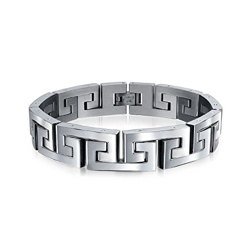 Bling Jewelry Stylisches Maskulines Geometrisches Unendlichkeits-Schlüssel-Link-Armband Für Jugendliche Und Männer In Silberfarbenem Edelstahl 8,5 Zoll Länge Und 12 Mm Breite von Bling Jewelry