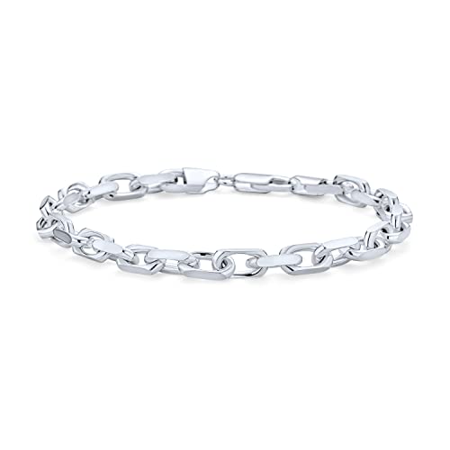 Bling Jewelry Herren 5 MM Dicke Solide Schwere .925 Sterling Silber Anker Oval Forzata Kettenglied Armband Made In Italy 9 Zoll von Bling Jewelry