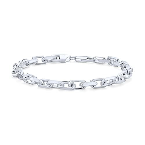 Bling Jewelry Herren 5MM Dickes Massives Schweres .925 Sterling Silber Anker Oval Forzata Kettenarmband Hergestellt In Italien 8,5 Zoll von Bling Jewelry