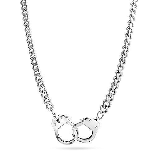 Bling Jewelry Herren Biker Punk Rocker Biker Schmuck Große Statement-Ketten-Handschellen-Halskette In Schwarz Oder Silber Aus Edelstahl-Anhänger Für Männer Und Frauen 20 Zoll Bling Jewelry Herren Biker Punk Rocker Biker Schmuck Große Statement-Ketten-Handschellen-Halskette In Schwarz Oder Silber Aus Edelstahl-Anhänger Für Männer Und Frauen 20 Zoll von Bling Jewelry