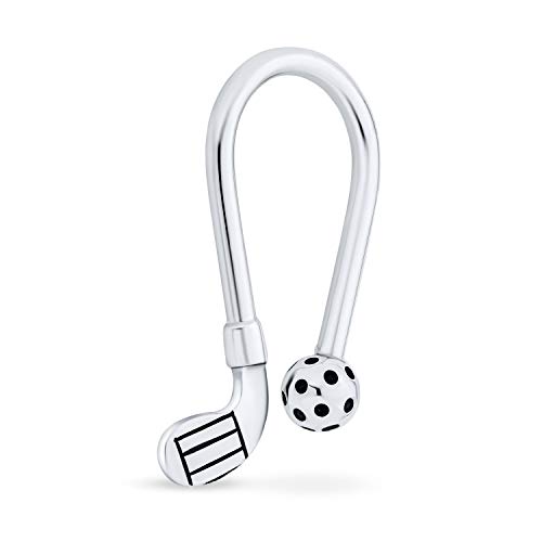 Bling Jewelry Herren Damen Golfer Sport Golfball Schläger U Schlüsselanhänger Golf Schlüsselanhänger Ball-Schraubspitze Oxidiertes Sterlingsilber von Bling Jewelry