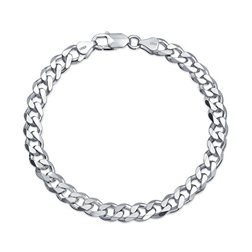 Bling Jewelry Herren Große Dicke 8MM Massive Schwere Miami Cuban Curb Link Armband .925 Sterling Silber Hergestellt In Italien 9 Zoll von Bling Jewelry