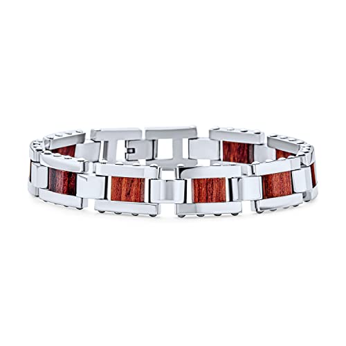 Bling Jewelry Herrenarmband Aus Echtem Braunem Holz Und Edelstahl In Silberfarbenem Ton Mit Starkem Rechteckigem Gliederdesign 20 Cm Länge Bling Jewelry Herrenarmband Aus Echtem Braunem Holz Und Edelstahl In Silberfarbenem Ton Mit Starkem Rechteckigem Gliederdesign 20 Cm Länge von Bling Jewelry