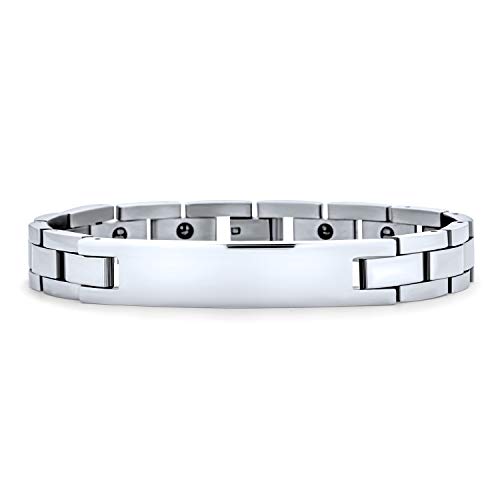 Bling Jewelry Anpassbares Armband Aus Edelstahl Mit Silberner Optik Für Herren, Personalisiertes Namensschild, Gliederkette, 8,5 Zoll von Bling Jewelry