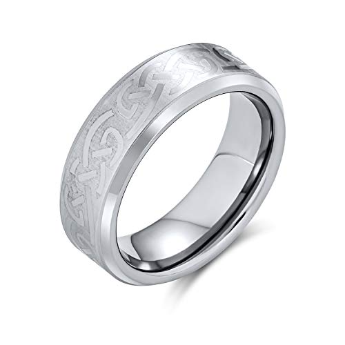 Bling Jewelry Personalisierte Unisex Irische Wikinger Keltische Unendlichkeit Liebesknoten Paare Breite Titanium Hochzeit Band Ringe 7Mm Für Männer Frauen Matte Silber Ton 7Mm Anpassbar von Bling Jewelry