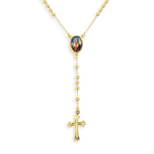 Bling Jewelry Katholisch Christliches Gebet Rosenkranz Kreuz Katholische Jungfrau Mutter Maria Rosenkranz Halskette Für Frauen Teenager 18K Vergoldetes Messing von Bling Jewelry