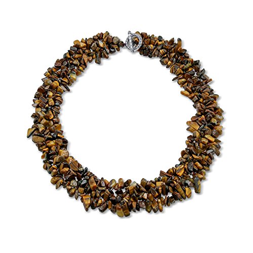 Bling Jewelry Braun Tiger Eye Edelstein Chunky Chips Cluster Bib Multi Strand Aussage Halsketten Für Frauen Versilbert Bling Jewelry Braun Tiger Eye Edelstein Chunky Chips Cluster Bib Multi Strand Aussage Halsketten Für Frauen Versilbert von Bling Jewelry