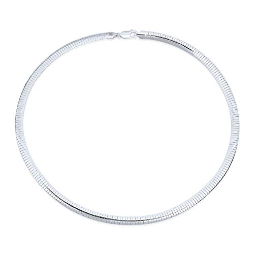 Bling Jewelry Konturierte 6MM Schlange Flexible Omega Kette Aus .925 Sterling Silber Hergestellt In Italien Herringbone Choker Halskette Für Frauen 18 Zoll von Bling Jewelry