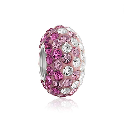 Bling Jewelry Leicht Rosa Magenta Gradient Crystal Spacer Bead Core .925 Sterling Silber Fits European Charme Armband Für Frauen Für Teenager von Bling Jewelry