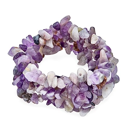 Bling Jewelry Lila Amethyst-Kristall-Chip-Stein Breite Klobige Cluster Multi-Strang-Stretch-Anweisung-Armband Für Frauen Bling Jewelry Lila Amethyst-Kristall-Chip-Stein Breite Klobige Cluster Multi-Strang-Stretch-Anweisung-Armband Für Frauen von Bling Jewelry
