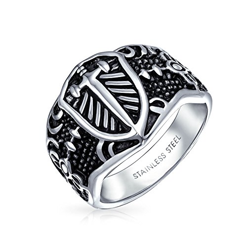 Bling Jewelry Männer Religiöser Wikinger Schild Maltase Fleur De Lis Kreuz Siegelring Für Männer Oxidiertes Silberfarbenes Edelstahl Bling Jewelry Männer Religiöser Wikinger Schild Maltase Fleur De Lis Kreuz Siegelring Für Männer Oxidiertes Silberfarbenes Edelstahl von Bling Jewelry