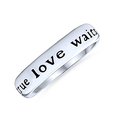 Bling Jewelry Mantra Sentimental Words True Liebe Waits Reinheit Versprechen Ring Band Für Teenager .925 Sterling Silber von Bling Jewelry