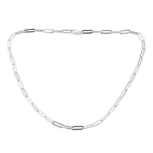 Bling Jewelry Massive Strong .925 Sterlingsilber Italienisch 4MM Büroklammer Link Kette Halskette Für Männer Frauen Nickel-Free Made In Italy 20 Inch von Bling Jewelry