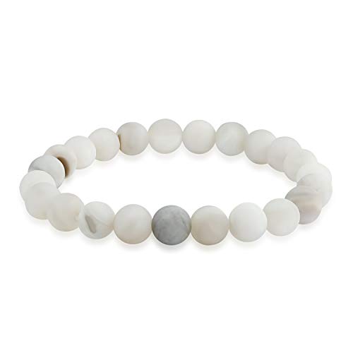 Bling Jewelry Matte Grau Weiß Verrückte Spitze Achat Edelstein Runde Perlenkugel 8MM Stapel Stretch Armband Für Frauen Männer Teenager Unisex Bling Jewelry Matte Grau Weiß Verrückte Spitze Achat Edelstein Runde Perlenkugel 8MM Stapel Stretch Armband Für Frauen Männer Teenager Unisex von Bling Jewelry