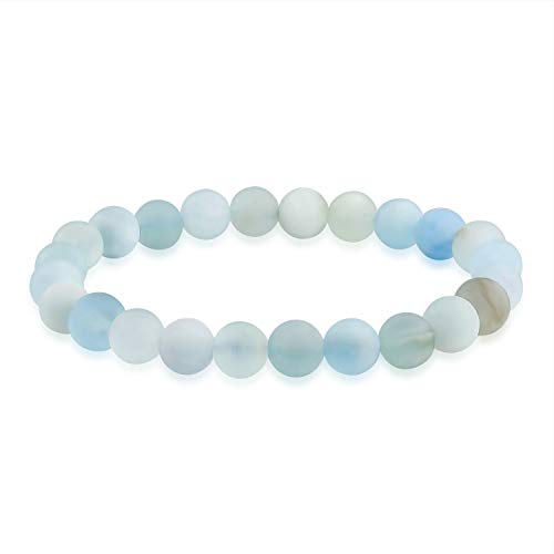 Bling Jewelry Mattes Leichtes Kraft Blau Aquamarin Edelstein Runde Perlenkugel 8MM Stapel Stretch Armband Für Frauen Männer Teenager Unisex Bling Jewelry Mattes Leichtes Kraft Blau Aquamarin Edelstein Runde Perlenkugel 8MM Stapel Stretch Armband Für Frauen Männer Teenager Unisex von Bling Jewelry