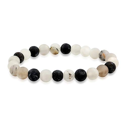 Bling Jewelry Halbedelstein Matte Grautöne Quarz Runde Perle 8MM Stapel Stretch Armband Für Frauen Männer Teen Unisex Bling Jewelry Halbedelstein Matte Grautöne Quarz Runde Perle 8MM Stapel Stretch Armband Für Frauen Männer Teen Unisex von Bling Jewelry