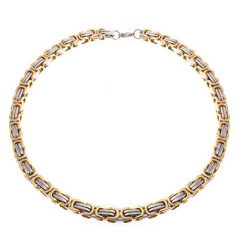 Bling Jewelry Mechaniker Byzantinischer Biker Schmuck Urban Doppelglieder Flexible Schwere Kettenhalskette Für Männer Und Jugendliche Gold Silber Zweifarbig Edelstahl 20 Zoll von Bling Jewelry