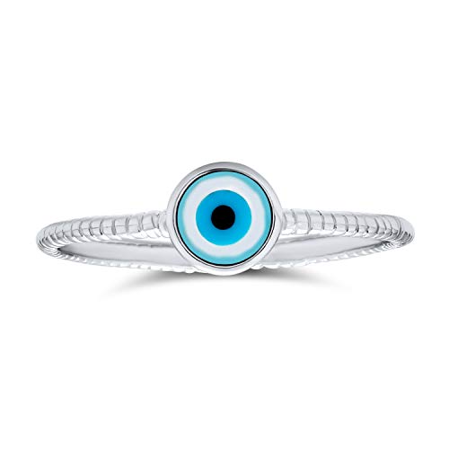 Minimalistischer Einfacher .925 Sterling Silber Schlagring 1Mm Band Stapelbarer Böser-Augen-Ring Für Teenager Für Freundin von Bling Jewelry