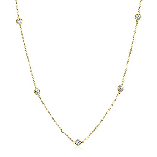 Minimalistische Einfache Wrap Cz By The Yard Tin Cup Kette Halskette Für Frauen 14K Gold Plattiert .925 Sterling Silber 24 Zoll von Bling Jewelry