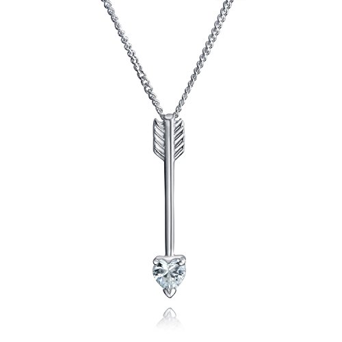 Minimalistische Herzform Cubic Zirconia Cz Spitze Pfeil Anhänger Halskette Für Frauen Für Teenager .925 Sterling Silber von Bling Jewelry