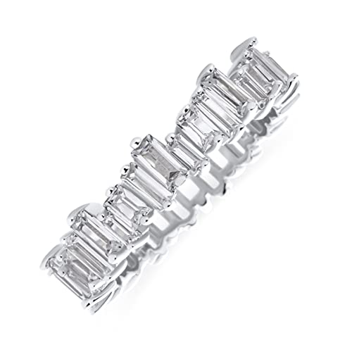 Bling Jewelry Moderner klassischer Zirkonia AAA CZ gestaffelter abwechselnder Zickzack-Baguette-Jahrestags-Ewigkeits-Ehering für Frauen .925 Sterlingsilber von Bling Jewelry