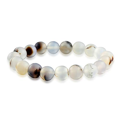 Bling Jewelry Armband Aus Natürlichem Grauem Achat In Transparenter Edelstein Rundperlenform 8MM Dehnbar Für Frauen Männer Teenager Unisex von Bling Jewelry