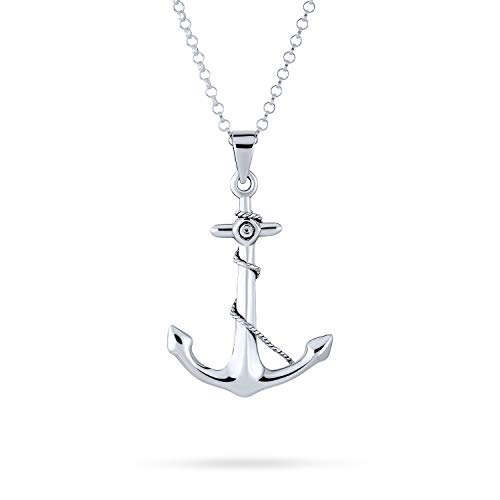 Bling Jewelry Nautische Tropischen Urlaub Unisex Seemann Schiff Boot Seil Anker Anhänger Halskette Für Frauen Für Männer .925 Sterling Silber 1,5 Zoll von Bling Jewelry