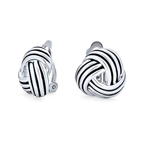 Seil Liebe Knoten Arbeit Clip Auf Ohrringe Für Frauen Nicht Durchbohrt Ohren Schwarz Oxidiert Versilbert Messing von Bling Jewelry