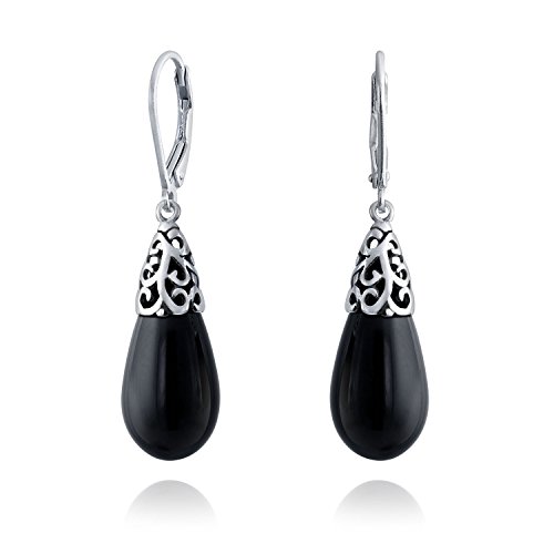 Bling Jewelry Onyx Gefärbt Schwarz Teardrop Sterling Silber Tropfen filigrane Ohrringe von Bling Jewelry