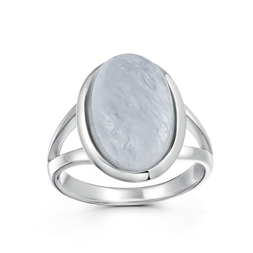 Oval Cabochon Bezel Edelstein Split Shank Boho Statement Iridescent Mood Changing Moonstone Ring Frauen Für Jugendlich .925 Sterlingsilber von Bling Jewelry