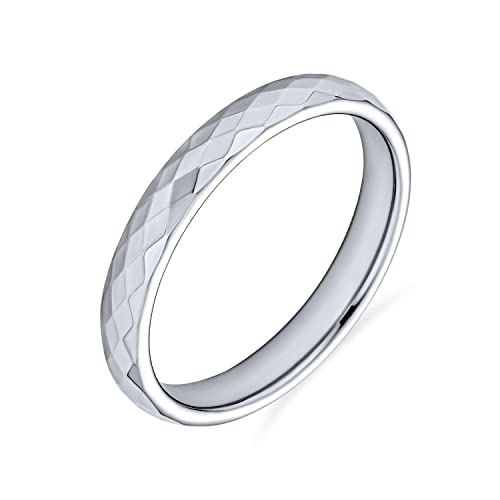 Bling Jewelry Paare Multi Facettiert Prisma Geschliffen Titanium Hochzeit Band Ringe Für Männer Für Frauen Silber Ton Komfort Fit 3Mm von Bling Jewelry