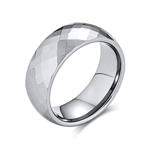 Bling Jewelry Paare Multi Facettiert Prisma Schliff Titanium Hochzeit Band Ringe Für Männer Für Frauen Silber Ton Komfort Fit 8Mm von Bling Jewelry