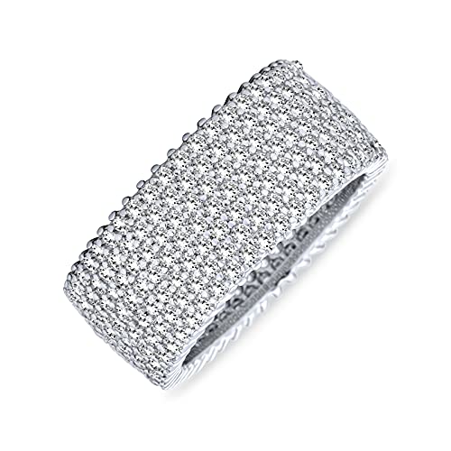 Bling Jewelry Pave Cubic Zirconia 5 Row Wide Cz Hochzeit Eternity Band Ring Für Frauen Für Freundin .925 Sterling Silber von Bling Jewelry