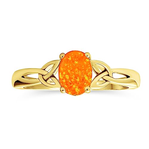 Bling Jewelry Personalisieren Sie Dainty Bff Triquetra Keltischen Liebesknoten Oval Mexikanischen Orange Erstellt Opal Ring Versprechen Für Jugendlich Für Frauen .925 Sterlingsilber Anpassbar von Bling Jewelry