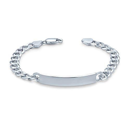 Bling Jewelry Personalisieren Sie Den Bar Namen Plated Identifikations Id Armband 6 MM Diamantschnitt Miami Cuban Curb Link Kette Link 200 Gauge .925 Sterling Silber 7 Zoll Anpassbar von Bling Jewelry