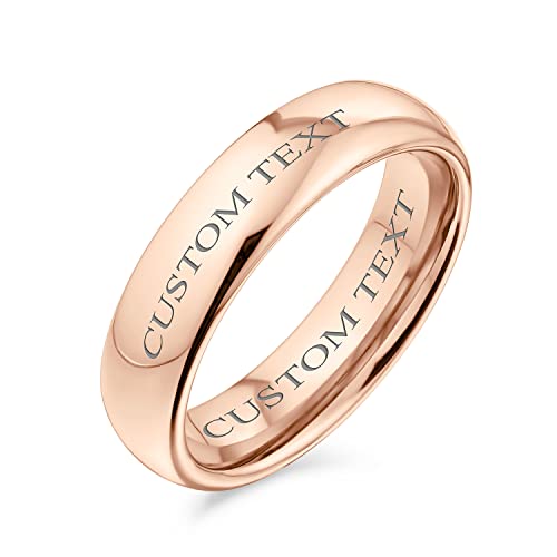 Bling Jewelry Personalisierte Einfache Kuppel Paare Titanium Hochzeit Band Poliert Ring Für Männer Für Frauen Komfort Fit 5Mm Brauch Graviert von Bling Jewelry