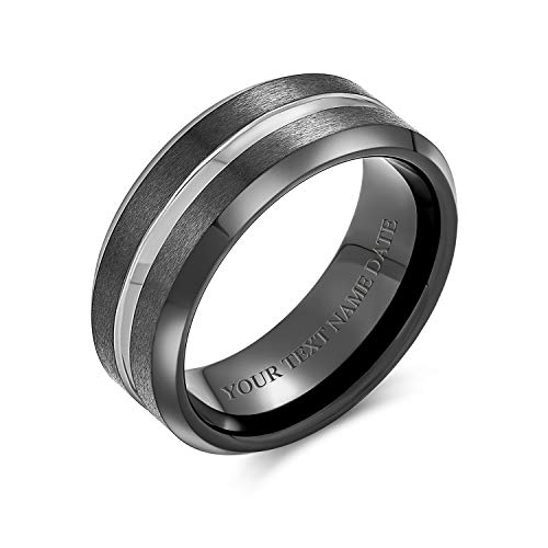 Bling Jewelry Personalisierte Einfache Mitte Paare Titanium Hochzeit Band Ring Für Männer Für Frauen Komfort Fit 8Mm Brauch Graviert von Bling Jewelry