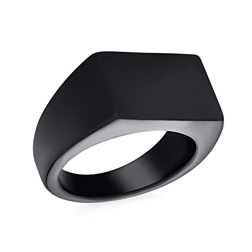 Bling Jewelry Personalisierter Herren Monogramm Initialen Rechteck Schwarz Signet Ring Für Männer Jugendliche Aus Edelstahl Poliertes Mattes Finish Anpassbar von Bling Jewelry