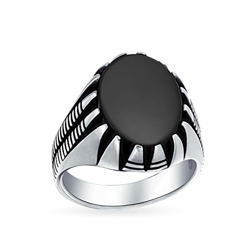 Bling Jewelry Personalisierte Herren Tier Klaue Set Große Ovale Cabochon Edelstein Schwarz Onyx Siegelring Statement Western Ring Für Männer Oxidiert .925 Silber Handgefertigt In Der Türkei Anpassbar von Bling Jewelry