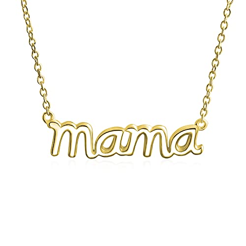 Bling Jewelry Personalisierte Name Plattiert Talk Bahnhof Anhänger Mama Wort Halskette Für Mutter Für Frauen Poliert Gelbgold Plattiert .925 Sterling Silber von Bling Jewelry