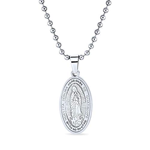 Bling Jewelry Personalisierte Unsere Liebe Frau Von Guadalupe Jungfrau Maria Medaille Medaillon Oval Halskette Für Frauen Aus Edelstahl Mit Individueller Gravur von Bling Jewelry