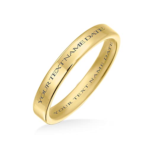 Bling Jewelry Personalisierte dünne Zigarren flache Paare Titan Eheringe für Männer Frauen polierte Komfortpassform 3MM individuell graviert von Bling Jewelry