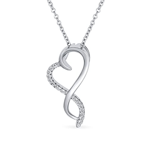 Romantisches Band Versprechen Liebe Bräutigam Twisted Ribbon Offenes Herz Form Pave CZ Unendlichkeit Anhänger Intertwining Herz Halskette Für Frauen .925 Sterlingsilber von Bling Jewelry