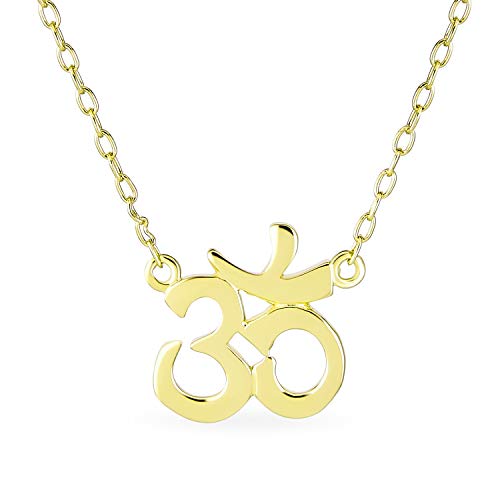 Bling Jewelry Sanskrit Symbol Yoga Spirituell Harmony Aum Om Ohm Anhänger Bahnhof Halskette Für Frauen 14K Gold Plattiert .925 Sterling Silber von Bling Jewelry