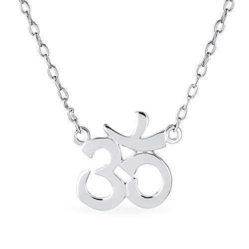 Bling Jewelry Sanskrit Symbol Yoga Spirituelle Harmonie Aum Om Ohm Anhänger Bahnhof Halskette Für Frauen .925 Sterling Silber 16 Zoll von Bling Jewelry